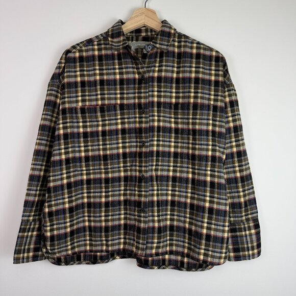 Everlane Boxy Button Front Cotton Flannel Plaid Oversized Long Sleeve Shirt XXS - Picture 1 of 6